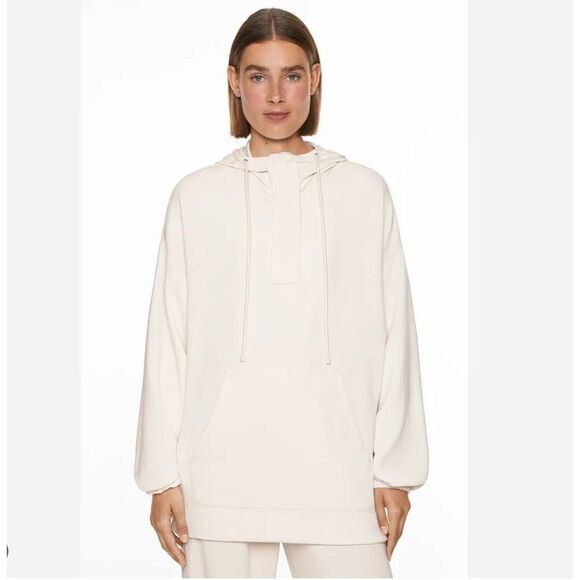Oysho Womens Oversized Sweatshirt Hoodie L Large Cream Ivory Modal NWOT - Picture 1 of 10